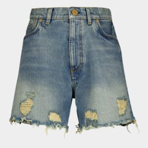 BalmainVintage Fringed Denim Shorts at Fashion Clinic