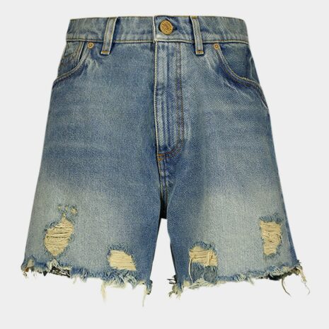 BalmainVintage Fringed Denim Shorts at Fashion Clinic