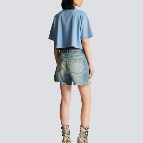 BalmainVintage Fringed Denim Shorts at Fashion Clinic