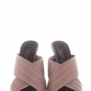 Gucci Webby Taupe Criss Cross Mules SZ 36.5