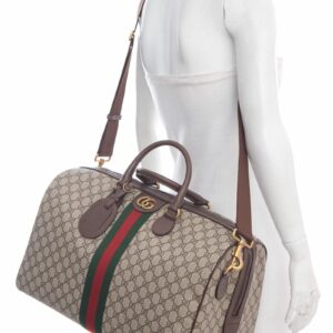 Gucci Brown Canvas  Monogram Duffle Bag