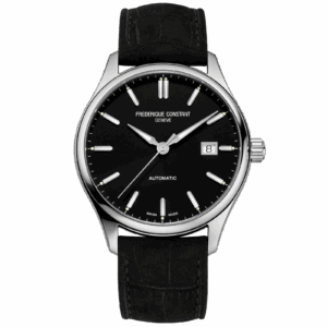 40mm Classics Index Automatic Black Index Dial and Date in Stainless Steel with Black Leather Strap