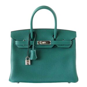 Hermes Birkin 30 Malachite Clemence Leather Bag