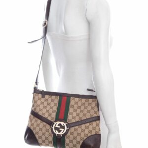 Gucci Reins Web Brown Shoulder Handbag