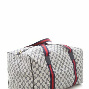 Gucci Navy & Red Web Trim GG Coated Canvas Duffle