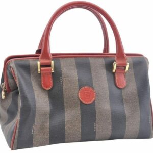 FENDI Pequin Hand Bag PVC Brown