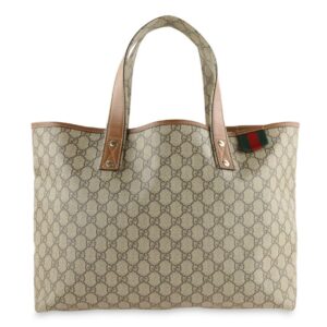 Gucci Large Gg Brown Coated Canvas Tote