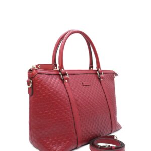 Microguccissima Leather Dome Margaux Satchel Tote Red