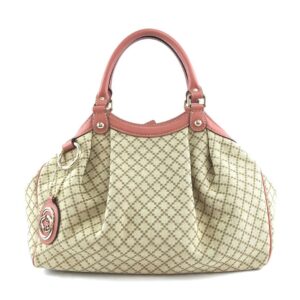 Gucci Sukey Hobo Gg Diamante Tote Leather Brown and Orange Canvas Shoulder Bag