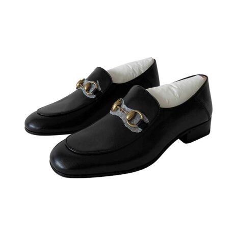 guccibrixtonblackleatherloafers_Front