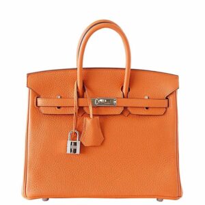 Hermes Birkin 25 Bag Orange Togo Leather