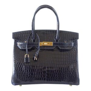 Hermes Birkin 30 Bleu Marine Porosus Crocodile Bag