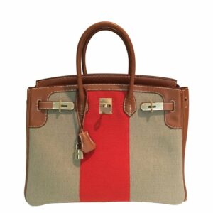 Hermes Birkin 35 Flag Bag Tan Orange Toile Limited Edition