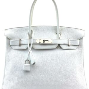 Hermes Birkin 30 Cm Tote Shw White Leather Satchel