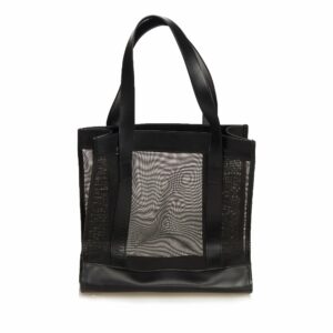 New Gucci Black Mesh Fabric Tote Italy