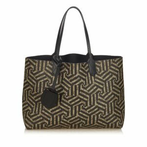 New Gucci Black Coated Canvas Fabric GG Caleido Reversible Tote Italy