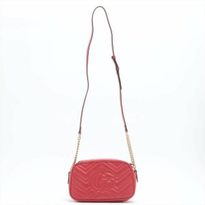 Gucci GG Red Marmont Crossbody Bag Matelassé Leather