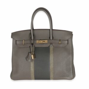 Hermes Birkin 35 Étain Clemence Graphite Gris Fonce Lizard Club