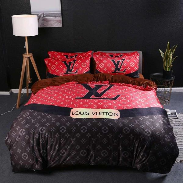 Black And Red Monogram Louis Vuitton bed set