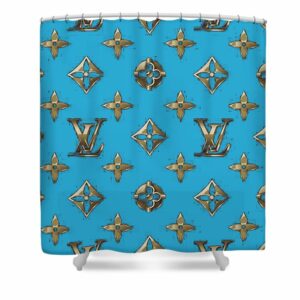 Louis Vuitton shower curtain Blue and Silver 