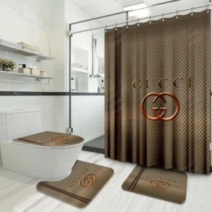 Luxury Gold Logo Gucci Shower Curtain