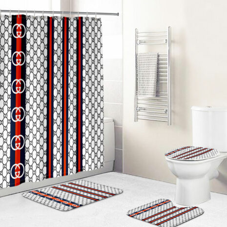 White Black Red Gucci Shower Curtain