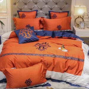 White and Orange Hermes bed set