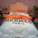 White and Orange Paris Hermes bed set