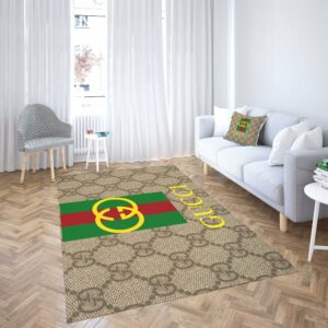 Brown luxury Gucci living room carpet and rug