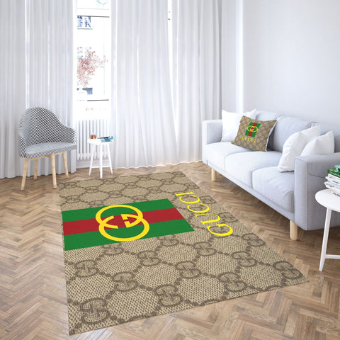 Brown luxury Gucci living room carpet and rug