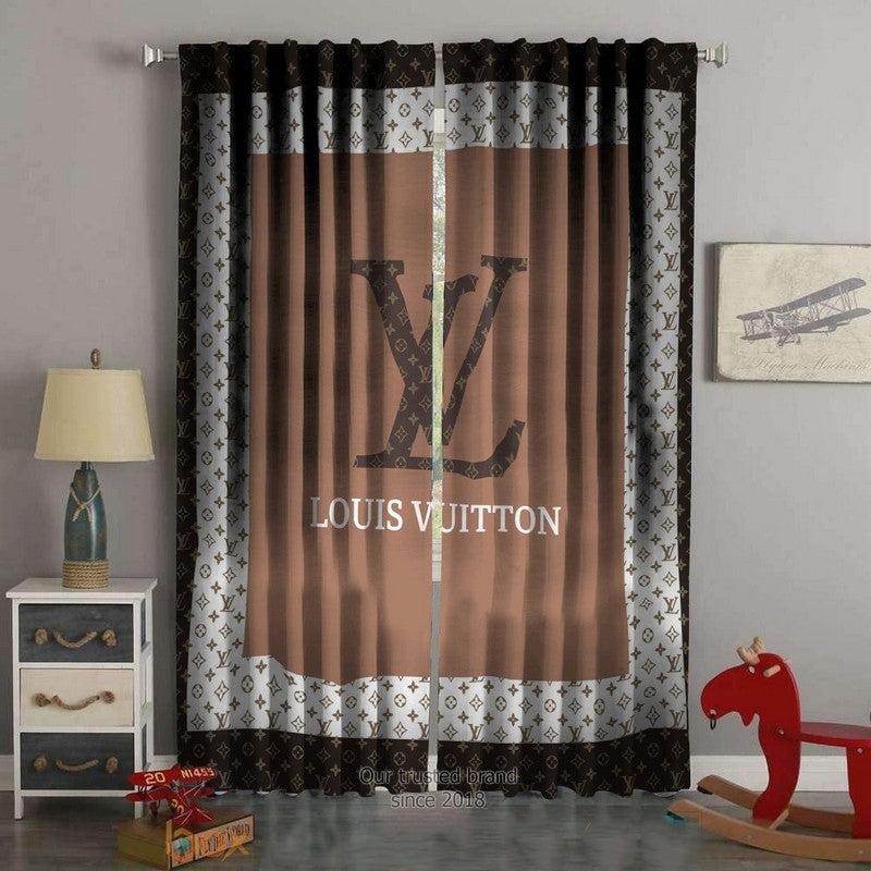 Brown and black louis vuitton window curtains