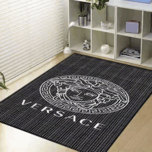 white logo Versace living room carpet and rug