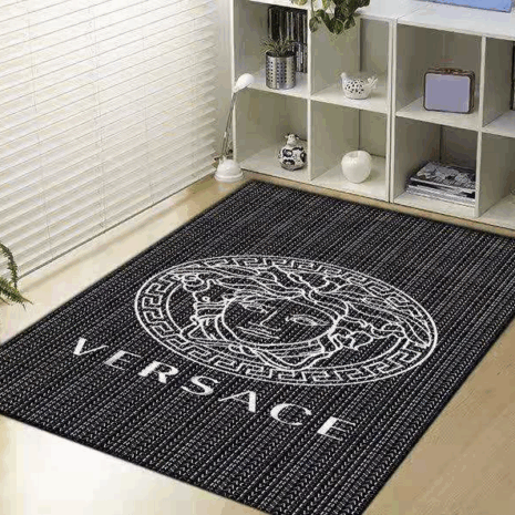 white logo Versace living room carpet and rug