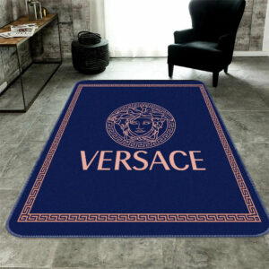 Dark Blue Versace living room carpet and rug