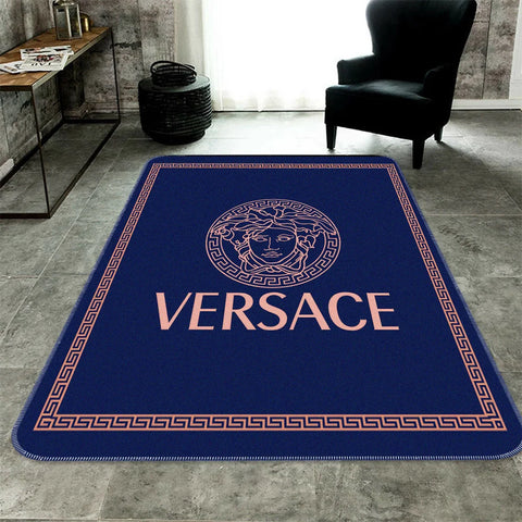Dark Blue Versace living room carpet and rug