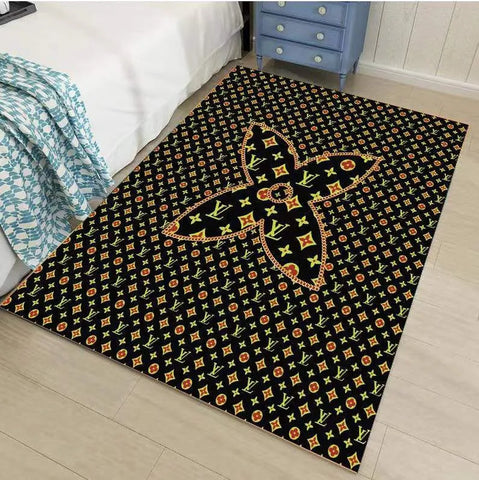 Louis Vuitton black flower living room carpet