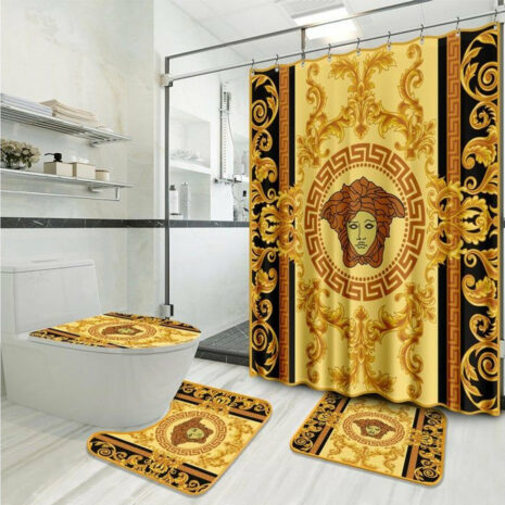 Luxury Gold Versace Shower Curtain Set