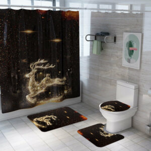 Christmas shower curtain deer black knight