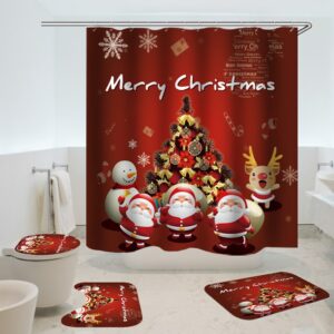 christmas shower curtain santa dwarves