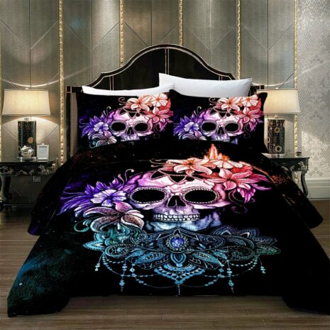 Color Skull Halloween bed set
