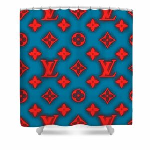 Louis Vuitton shower curtain Red and Blue 
