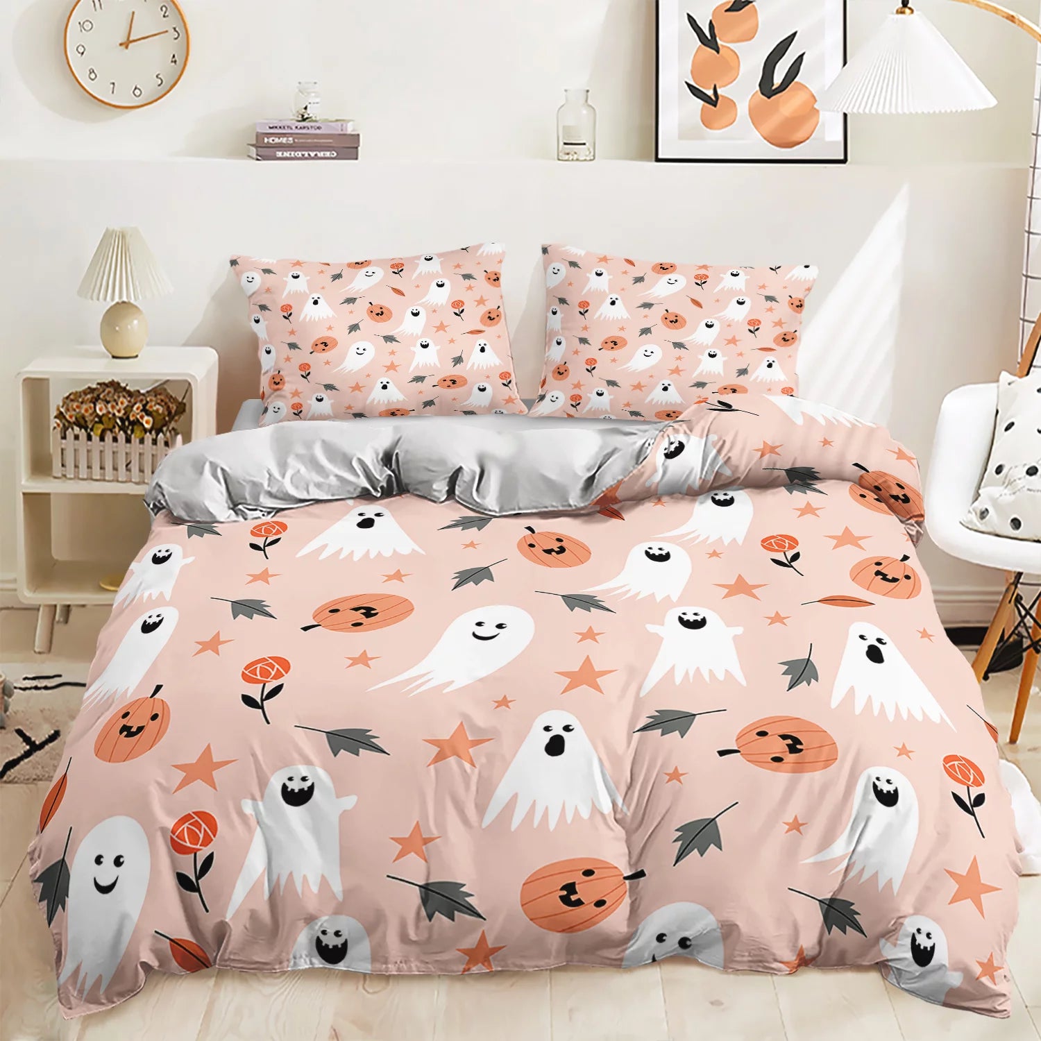 Pink Autumn Halloween bed set