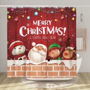 Snowman and Santa Claus Shower Curtain