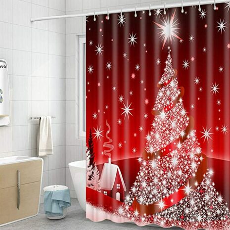 Santa Christmas Trees Shower Curtain
