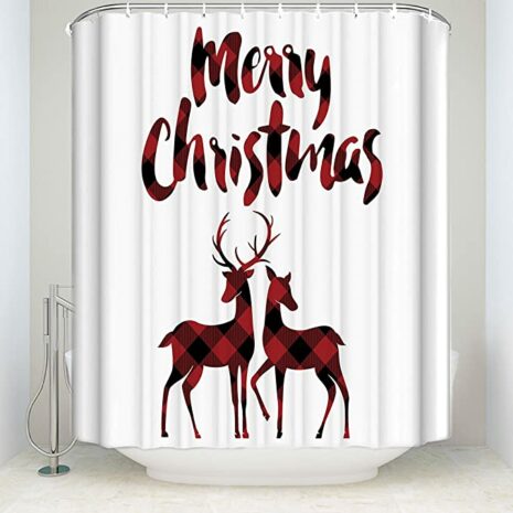 Red Black Buffalo Shower Curtain