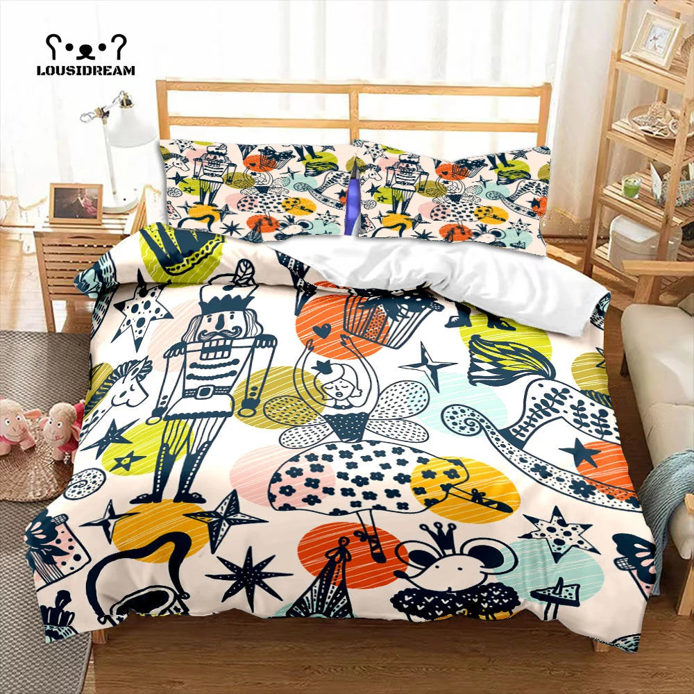 Cartoon Nutcracker Christmas bed set