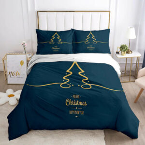 Gold Snow Merry Christmas bed set