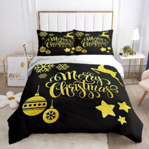 Gold Snow Christmas bed set