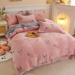 Warm Fluffy Flannel Thick Duvet Cover  Single Double Queen King Size Quilt cover Double Sided Velvet Bedding Set