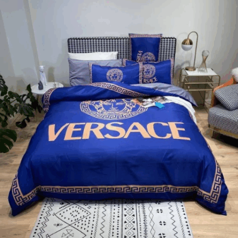 Big Logo in Blue Versace bed set